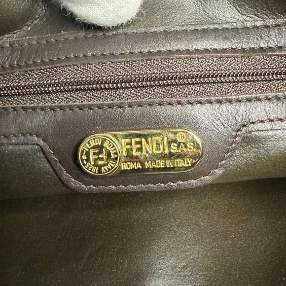 FENDI fur and soft leather clutch bag in coffee brown - Picture 10 of 16